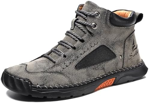 Mens Orthopedic Comfortable Handmade Boots Casual Mid Top Walking Driving Shoes Waterproof Arch Support Spacious Toe Box Outdoor Leather Shoes