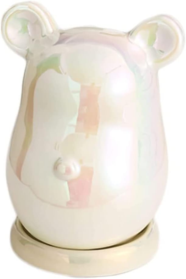 Fashion Creative Toothpick Holder Ceramic Desktop Bear Toothpick Dispenser Cotton Swab Stick Toothpick Organizer Reusable Chic (White)