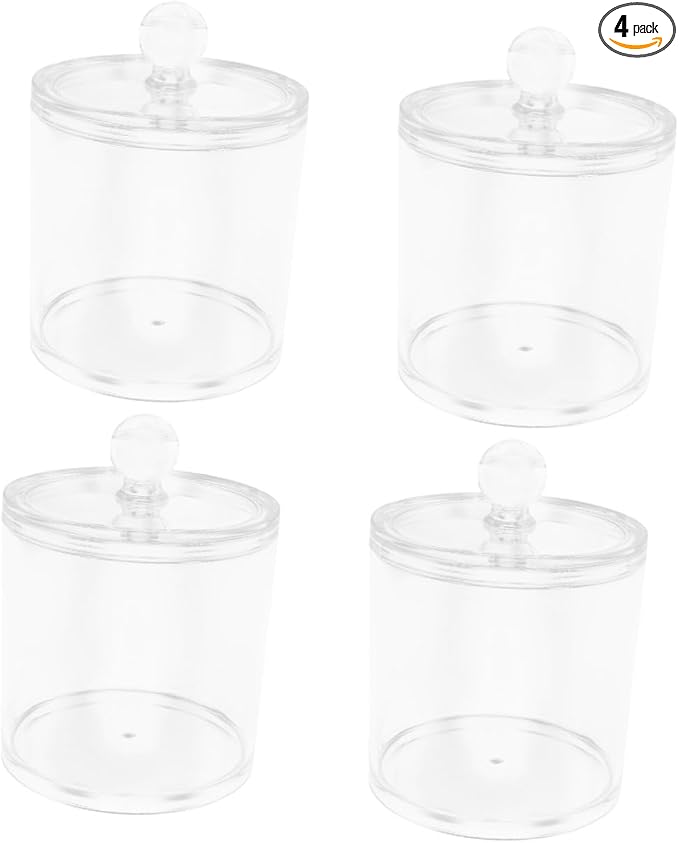 Unomor 4pcs Cotton Swab Holder Organizer Bathroom Organization Jars for Cotton Pads Toothpicks Hair Accessories