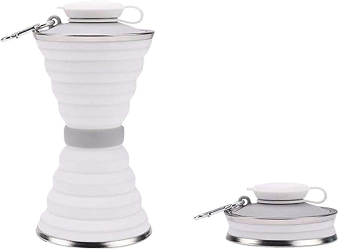 2pcs 500mL Portable Silicone Sports Foldable Water Bottle Soft Kettle Folding Cup(White)