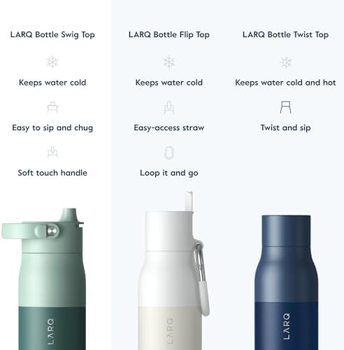 LARQ Summer Swig Set: Bottle Swig Top 23oz Eucalyptus Green Filter Straw