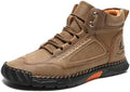 Mens Orthopedic Comfortable Handmade Boots Casual Mid Top Walking Driving Shoes Waterproof Arch Support Spacious Toe Box Outdoor Leather Shoes