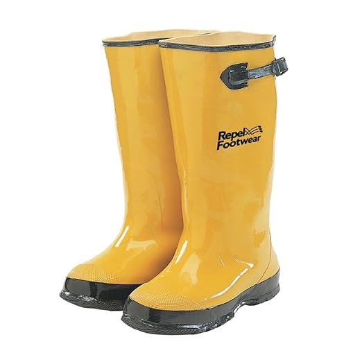Galeton 7900-15 Repel Footwear Over-the-Shoe Rubber Slush Boots, Cotton Lined, 15.5" high, Yellow,Men's Size 15