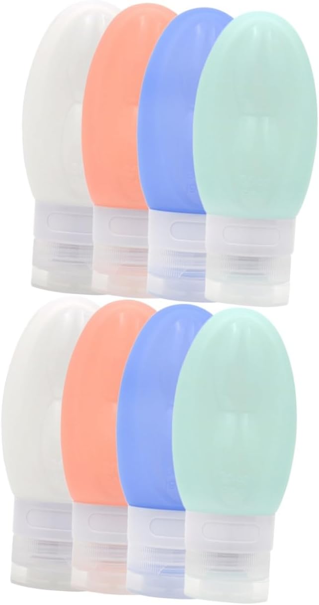 DOITOOL 2sets Portable Travel Bottles Set Silicone Shampoo Containers Mini Travel Size Toiletry Bottles Leakproof Refillable Detachable Cap 4pcs*2