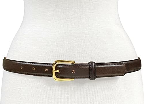Genuine Full-Grain Cowhide Leather Dress Belt Solid Brass Gold Buckle 1-3/8'' or 1" Wide