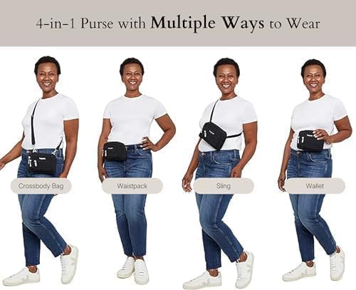 Baggallini Triple Zip Small Crossbody Bag for Women - Lightweight Convertible Fanny Pack Belt Bag