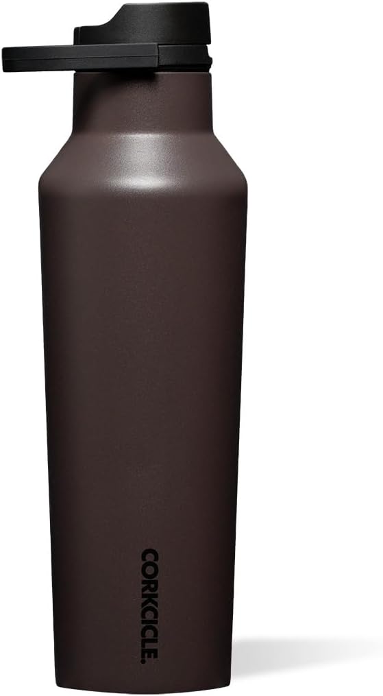 Corkcicle Sport Canteen Insulated Water Bottle - Stainless Steel Water Bottle for Travel & Gym, Triple Insulated, Leak Proof, Folding Handle, Wide Mouth, BPA-Free - 20oz - Cacao