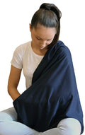 Nursing Covers for Breastfeeding, Soft Infinity Scarf Shawl Cover Up - Lightweight, Breathable Privacy Nursing Wrap in Navy Blue
