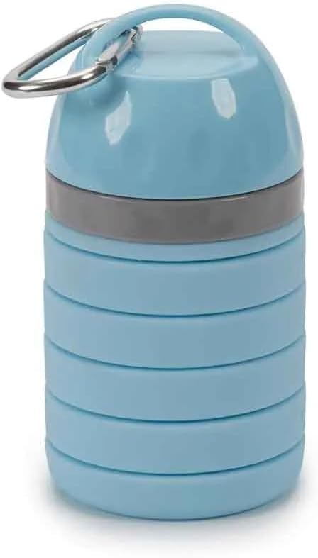20 ounce Collapse Water Bottles for People and Pets Flexible Accordion Style Choose Quantity (Blue, 2 Water Bottles)
