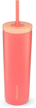 LifeStraw Go Series Tumbler – Double Wall Insulated Stainless Steel Water Filter, Apricot, Designed for Everyday Use, Removes Bacteria, Parasites, Microplastics, and Improves Taste