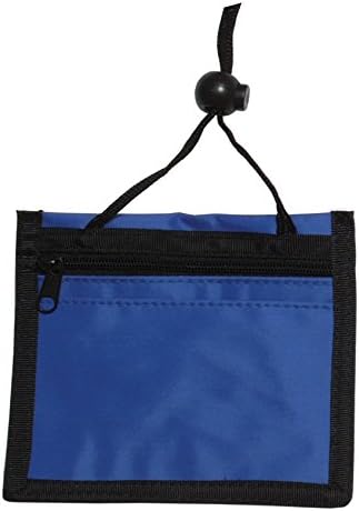 Nylon Neck Wallet Badge Holder with Lanyard - 4 X 3 Credential & Travel Badge Holder with 3 Pockets - Clear Plastic 4X3 Horizontal Window, Zipper Pouch + by Specialist ID (Blue)