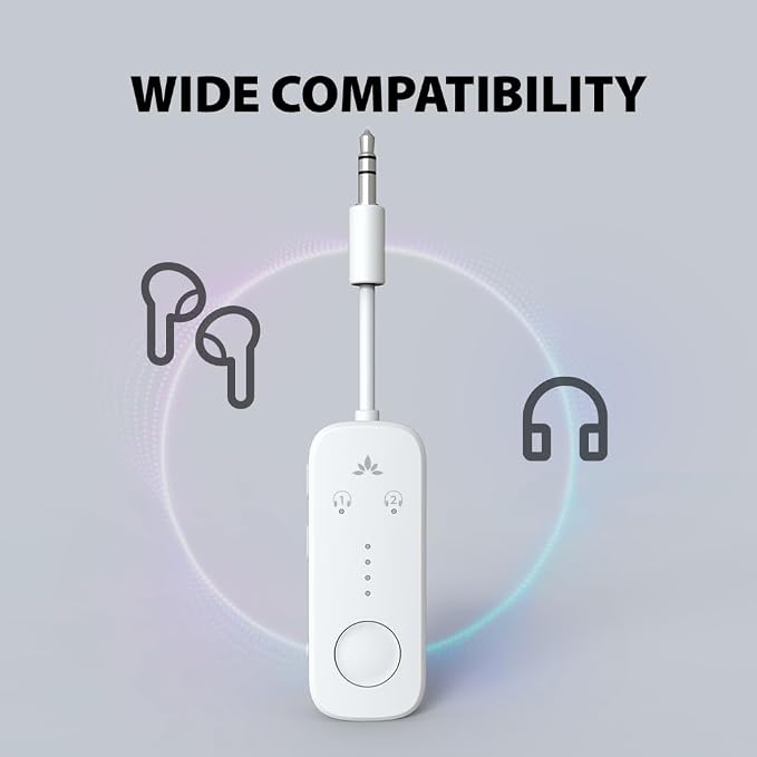 Avantree Relay - Premium Airplane Bluetooth 5.3 Adapter & Clan N1 - Active Noise-Canceling Wireless Earbuds for Music, Calls While Commuting with Hybrid ANC, Transparency Mode