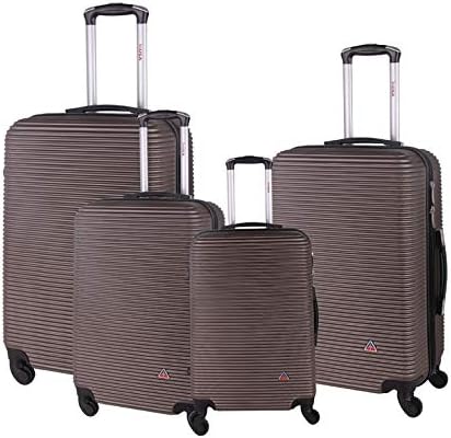 InUSA ROYAL Hardside Luggage Set with Spinner Wheel | Spacious Travel Suitcases with Ergonomic GEL Handle and Studs | (20/24/28/32) 4 Piece Luggage Set | Brown