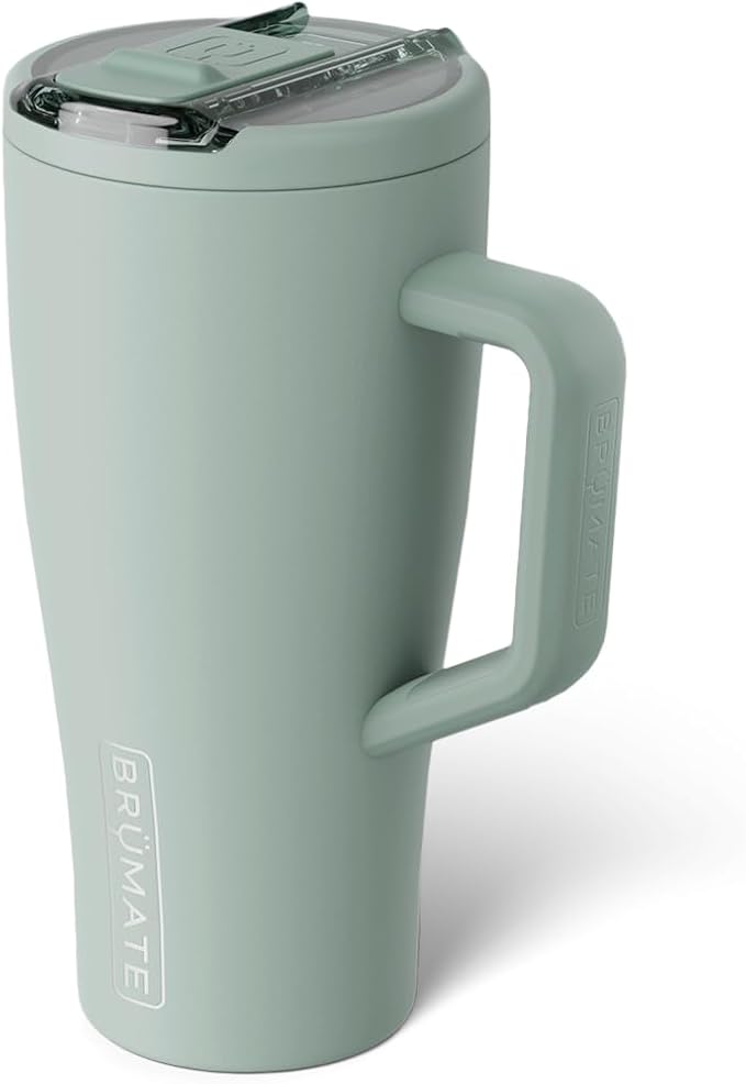 BrüMate Era Flip 30oz Tumbler with 100% Leakproof Covered Straw Lid | Hygienic Covered Straw | Insulated Stainless Steel Water Bottle with Handle | Cup Holder Friendly | BPA-Free (Sage)