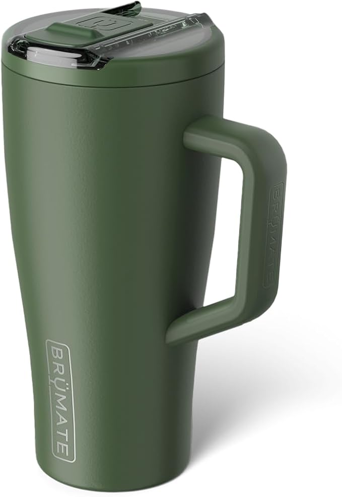 BrüMate Era Flip 30oz Tumbler with 100% Leakproof Covered Straw Lid | Hygienic Covered Straw | Insulated Stainless Steel Water Bottle with Handle | Cup Holder Friendly | BPA-Free (OD Green)