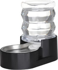 RIZZARI 4L Black Filtered Gravity Pet Water Dispenser | Stainless Steel Bowl,Fresh Water Supply,Helps Reduce Odor,Easy to Clean,Ideal for Small Pets