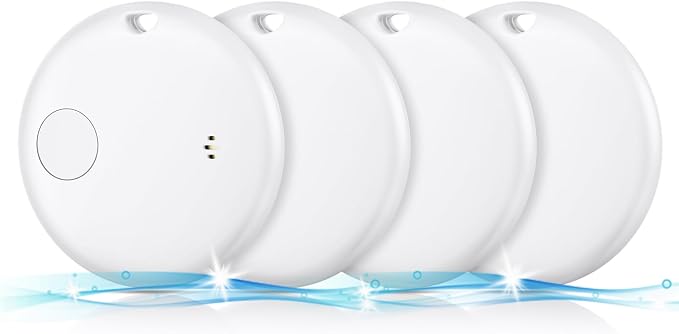 Air Tracker Tags-4 Pack, Smart Bluetooth Tracker Works with Apple Find My (iOS Only), Item Finder Key Finder with Replaceable Battery, Tracker Tag Locator for Keys, Luggage, Suitcases and Bags (White)