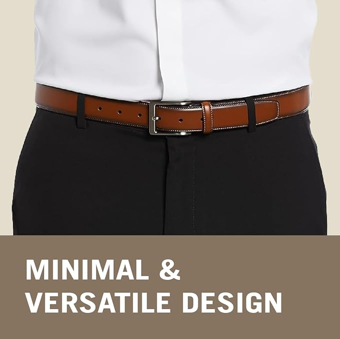 Perry Ellis Men's Portfolio Amigo Faux Leather Dress Belt With Genuine Leather Lining (Available in Big & Tall)