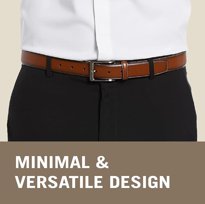 Perry Ellis Men's Portfolio Amigo Faux Leather Dress Belt With Genuine Leather Lining (Available in Big & Tall)