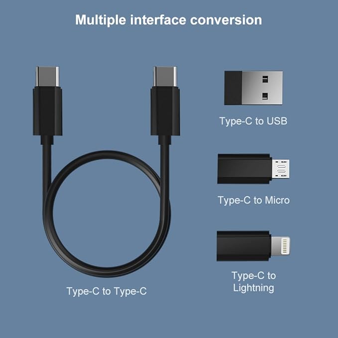 YANZIE USB Adapter, Micro USB Charging Cable with USB C Lighting Adapter, Lighting to USB C Adapter, Multi Charging Cable Storage Box Contains SIM Card Holder