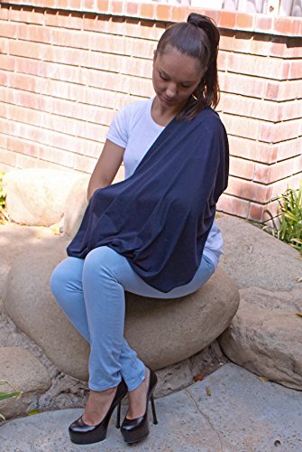 Nursing Covers for Breastfeeding, Soft Infinity Scarf Shawl Cover Up - Lightweight, Breathable Privacy Nursing Wrap in Navy Blue