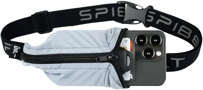 SPIbelt Running Belt Original for Women Men, Phone Holder for Running, Running Fanny Pack, Running Waist Pack, Adjustable, [Fits All Phones]. Made from Recycled Materials. Seafoam with Black Zipper