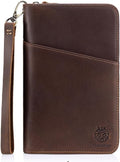 Crazy Horse Leather Passport Holder for Travel Family, Family Passport Holder for 6, Multiple Passport Holder Organizer, Leather Passport Wallet with Card Slots, Zipper Passport Wallet for Men Women