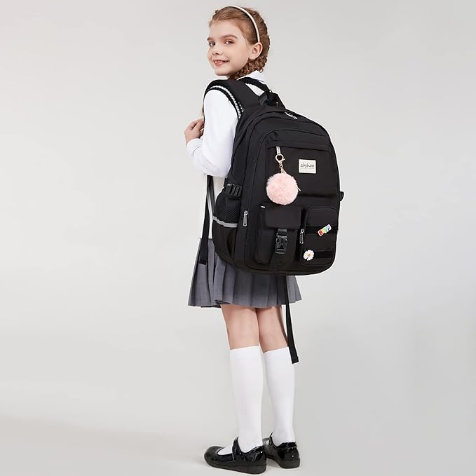 abshoo Big Student Laptop Backpack For College Women Middle High School Teen Girls Bookbag Travel Daypack (Black) | For College, Middle High School, Bookbag, Travel Daypack