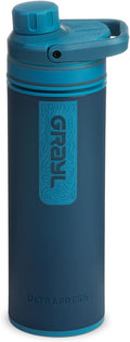 GRAYL UltraPress Water Purifier & Filter Bottle for Hiking, Backpacking, and Travel (Forest Blue)