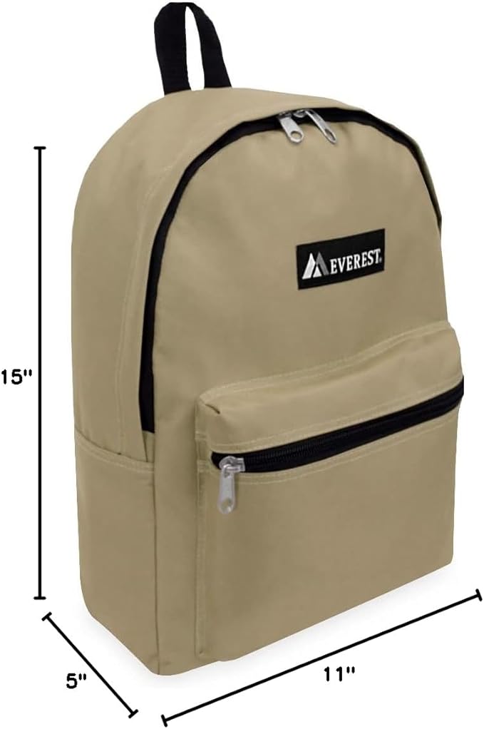 Everest Luggage Basic Backpack, Khaki, Medium