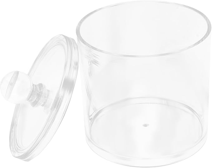 Unomor 2pcs Cotton Swab Holder Lid Round Storage Container for Cotton Balls Pads Makeup Sponges and Hair Accessories Stylish Organizer for Bathroom Bedroom Office and Living Space