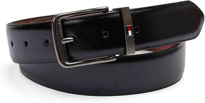 Tommy Hilfiger Men's Reversible Leather Belt, 2‑in‑1 Design for Dress Or Casual Wear