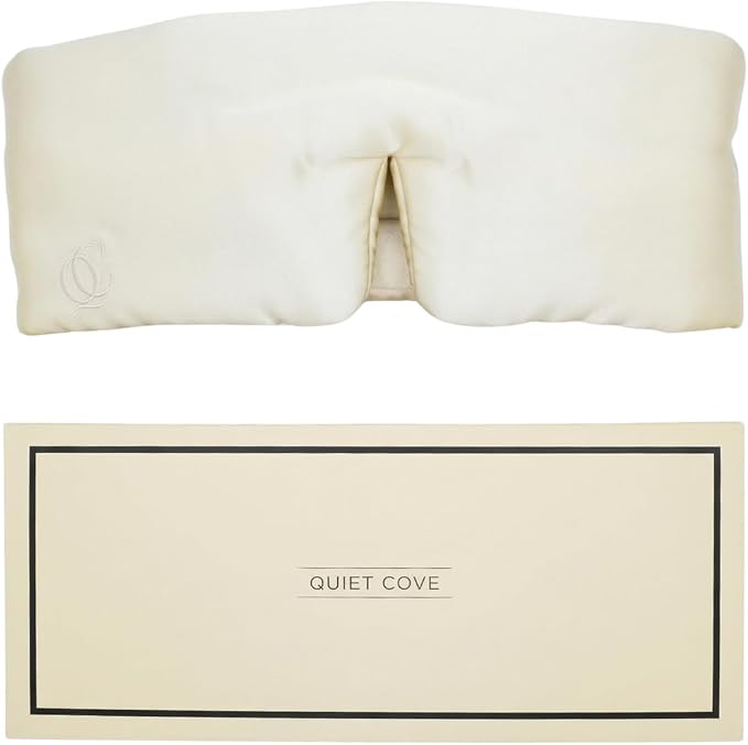 QUIET COVE Plush Luxury Silk Sleep Mask - Sleep Comfortably on Your Side - 22 Momme Mulberry Silk, Total Blackout, Luxe Cloud Filling Soothes Your Eyelids - Luxury Gift for Mom (Yellow) Limited