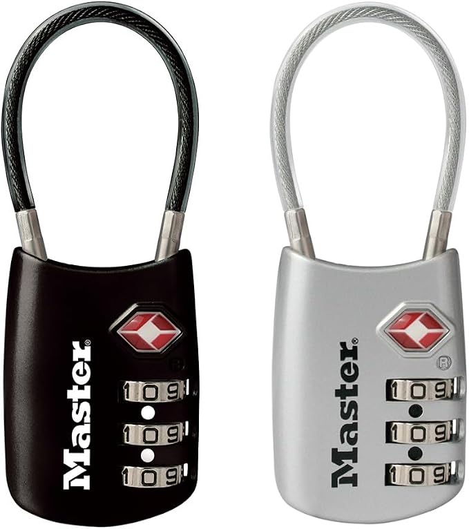 Master Lock BS4688JAD Padlock, TSA Lock, Dial, Password Setting, Small Size, Main Unit Width 1.2 inches (30 mm), Cable Length 3.1 inches (80 mm), Suitcase, Travel Bag, Key for International Travel,