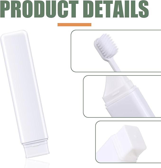 Patelai 2 Pieces Travel Toothbrush Set, Travel Size Toiletries, Soft Bristle Mini Foldable Tooth Brush with Case, Individually Wrapped Small Portable Toothbrush for Camping Home (Black and White)