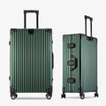 HotWay Carry On Luggage with Spinner Wheels, Aluminum Hard Shell Zipperless Suitcase with TSA Lock, 22x14x9 Airline Approved Luggage for Business Travel (Aluminum Green, 20 Inch)