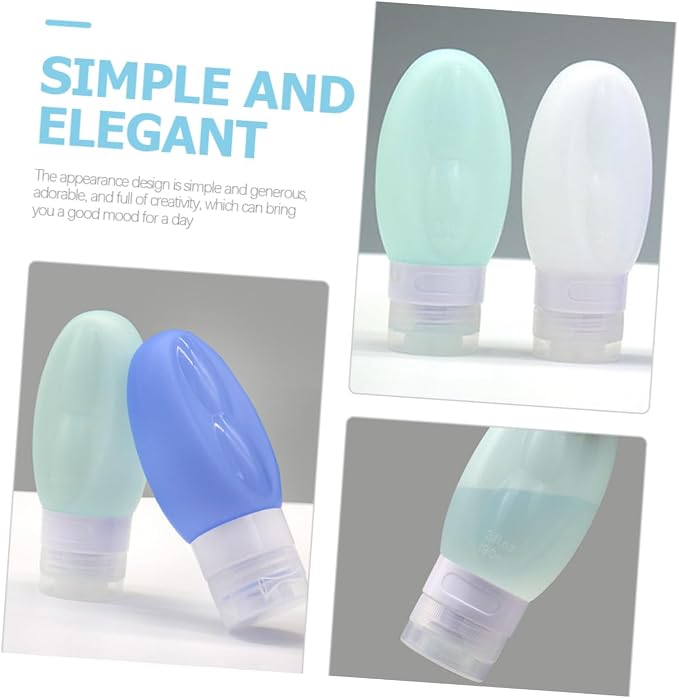 DOITOOL 2sets Portable Travel Bottles Set Silicone Shampoo Containers Mini Travel Size Toiletry Bottles Leakproof Refillable Detachable Cap 4pcs*2