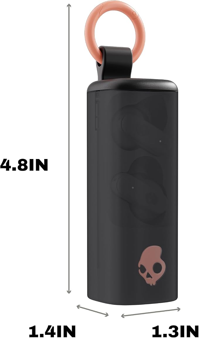 Skullcandy Dime Evo Wireless Earbuds, Bluetooth Headphones, Noise Isolating Fit, Up to 36 Hours Battery, Microphone for iPhone Android, Easy Carry with Clip-Anywhere Case - True Black