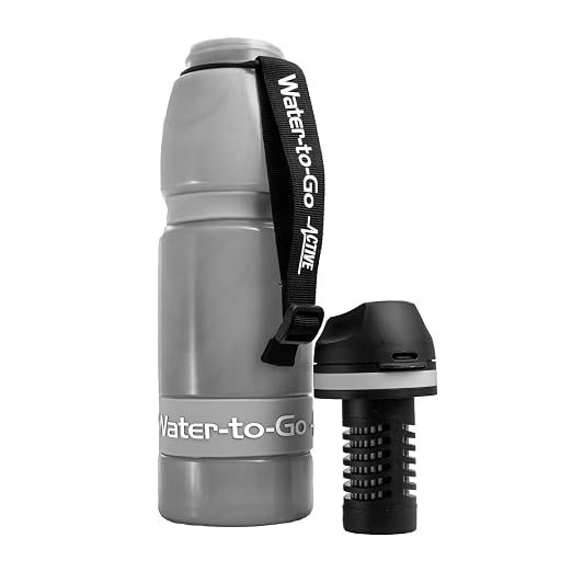 Water-to-Go Water Filter Bottle for International Travel -One Liter Filtered Water Bottle for Portable Purification - Eco-Friendly Bioplastic, New Leak-Proof Lid, Filters Viruses