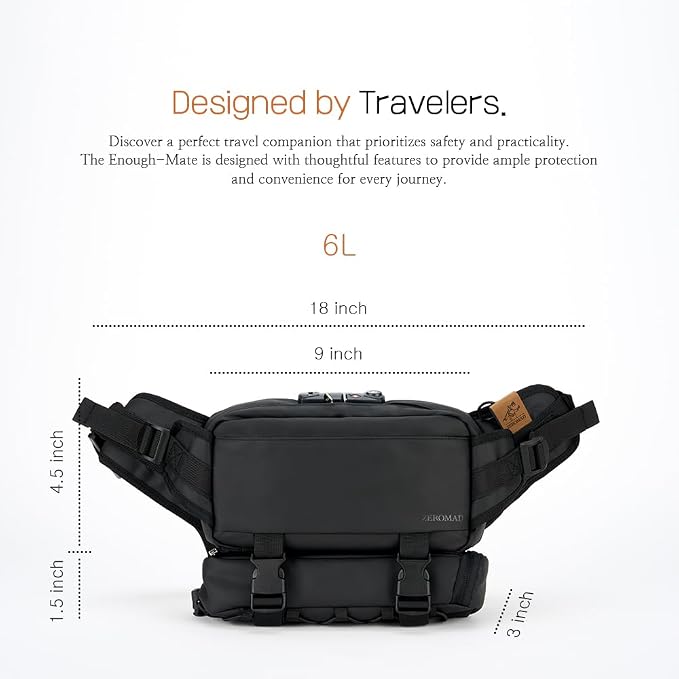 Anti Theft Sling Crossbody Bag, Design for Travel, 6L, TSA lock, waterproof, secure storage, compact, stylish