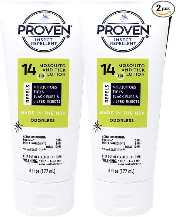 Proven Insect Repellent Lotion – Protects Against Mosquitoes, Ticks and Flies - 6 oz, Odorless 2-Pack2