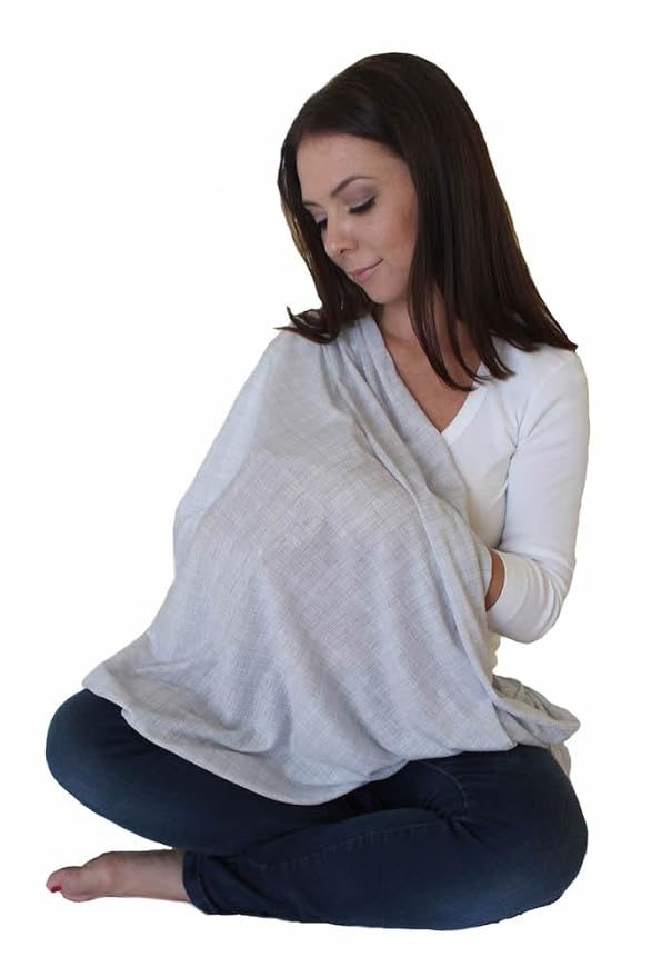 3 Pack Nursing Covers for Breastfeeding – Soft Infinity Scarf, Privacy Cover-Up Shawl – Lightweight, Breathable Nursing Wrap (Navy Blue, Grey, Black)