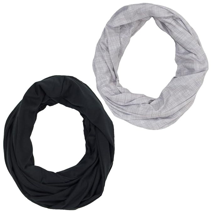 2 Pack Nursing Covers for Breastfeeding, Soft Infinity Scarf Shawl Cover Up - Lightweight, Breathable Privacy Nursing Wrap (Black, Heathered Grey)