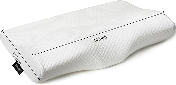 EPABO Contour Memory Foam Pillow Orthopedic Sleeping Pillows, Ergonomic Cervical Pillow for Neck Pain - for Side Sleepers, Back and Stomach Sleepers, Free Pillowcase Included (Firm & Queen)