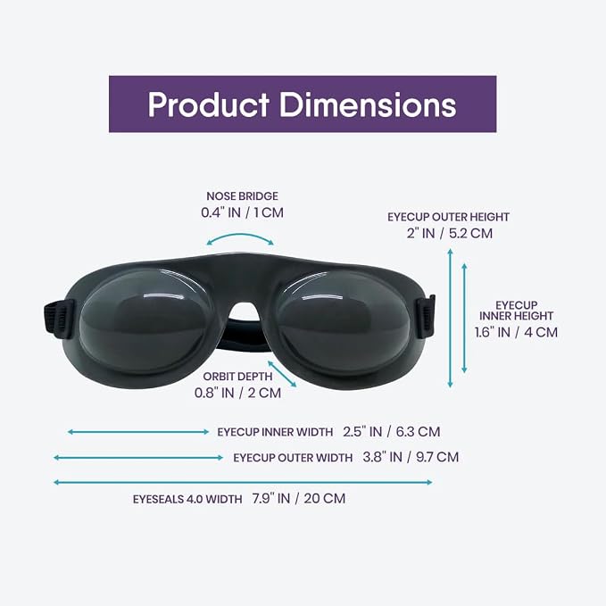 Eyeseals Hydrating Sleep Mask - Charcoal - Eye Masks for Sleep to Block Dry Air - Retains Moisture to Soothe Dry, Irritated Eyes and Provides Eye Care Overnight - CPAP Compatible, Latex-Free