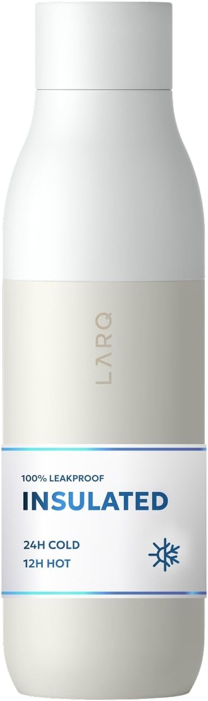 LARQ Twist Top — Reusable Insulated Stainless Steel Water Bottle, Metal Water Bottle for Men, Women, Kids, 100% Leakproof, BPA Free, No Straw — Travel, Gym, Office, School — 17 oz, Granite White