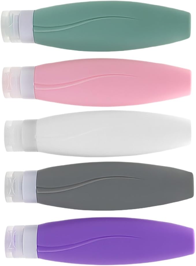 FENICAL 5pcs 150ml Silicone Travel Bottles Set Leakproof Refillable Toiletry Containers Portable Squeeze Bottles for Shampoo Conditioner Lotion Travel Empty Silicone for Random Color