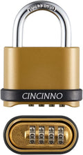 CINCINNO 4 Digit Combination Lock, Outdoor Combination Padlock with Hardened Steel Shackle,Locks with Code for Sheds, Fence, Storage Unit and Gate