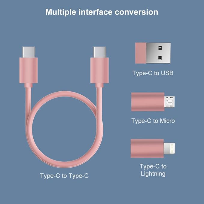 YANZIE USB-C Travel Adapter Kit with Storage Box and SIM Card Holder, Lightning to C and Micro-USB to C Female, Short Cable, Fast Charge for iPhone and Android