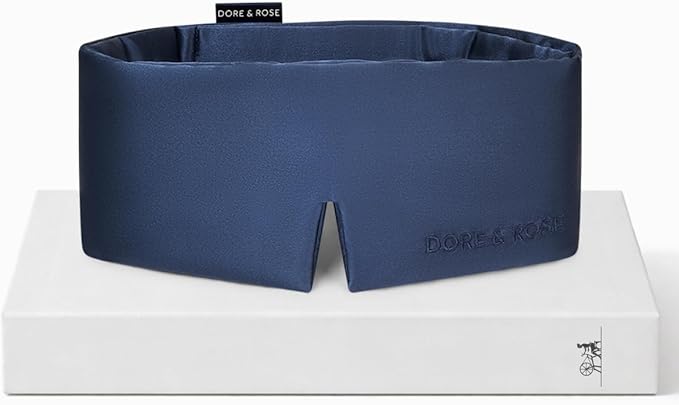 Dore & Rose Deep Sleep Mask for Women and Men - 23 Momme Mulberry Silk Eye Mask for Sleeping and Travel, 100% Blackout, Adjustable Strap, Cooling Soft Black Silk Eyemask Award-Winning Luxury